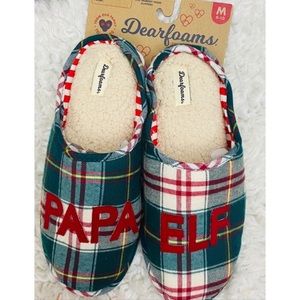 Men’s Dearfoams Christmas Slippers Sz M 9-10 NEW